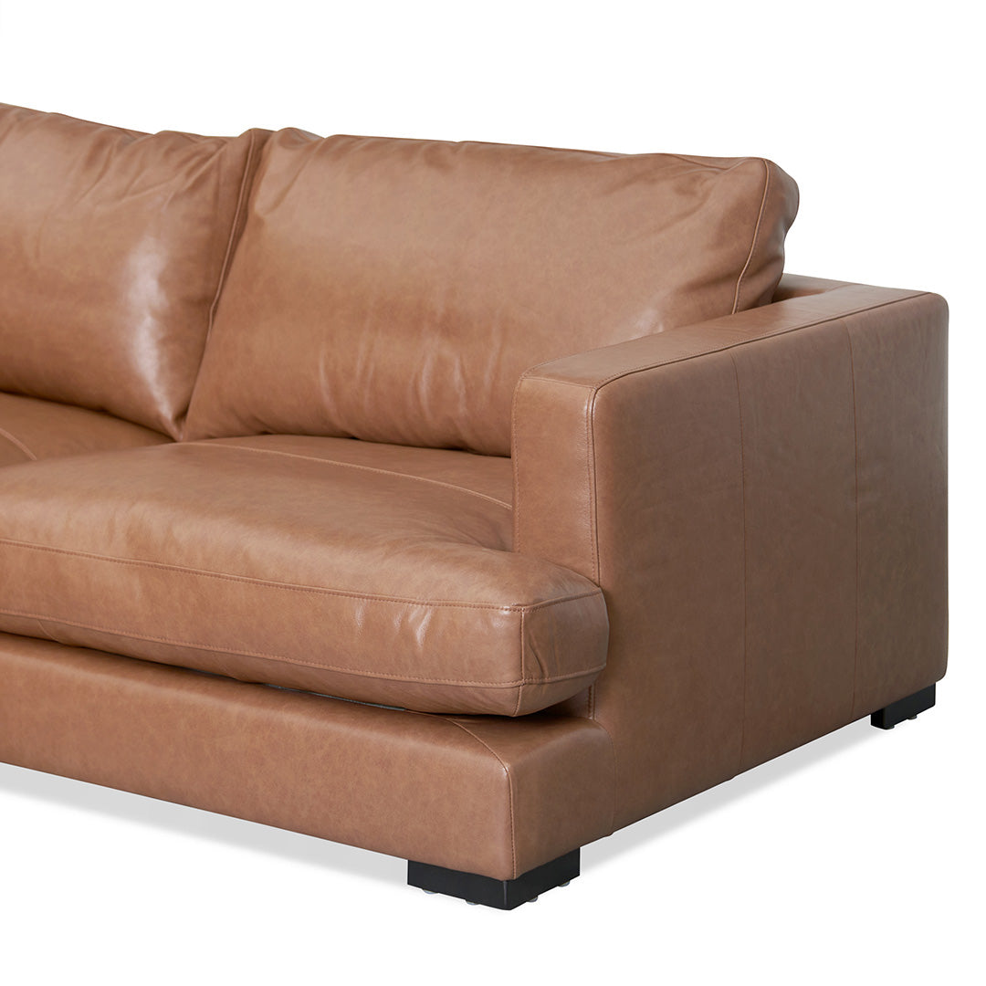 Lucinda 4 Seater Left Chaise Sofa - Caramel Brown Leather - Last One Chaise Lounge K Sofa-Core