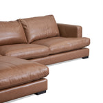 Lucinda 4 Seater Left Chaise Sofa - Caramel Brown