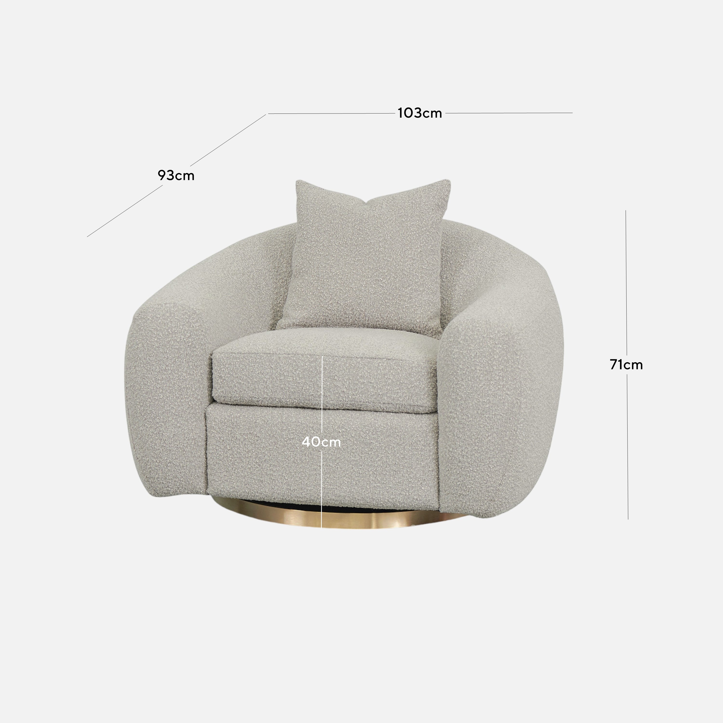 Howard Swivel Armchair Ash Grey Boucle Interior Secrets