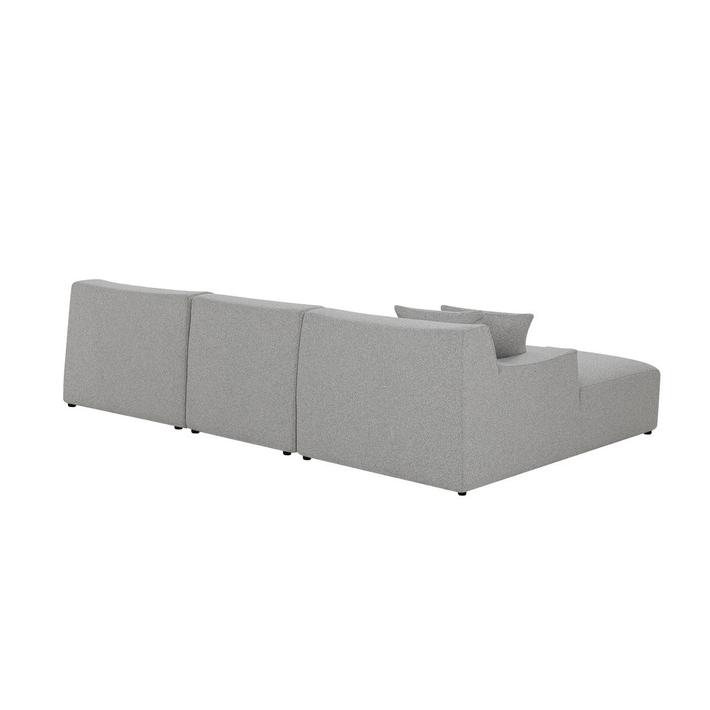 Marlin 3 Seater Left Chaise Fabric Sofa - Clay Grey Chaise Lounge Yay Sofa-Core   