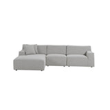 Marlin 3 Seater Left Chaise Fabric Sofa - Clay Grey Chaise Lounge Yay Sofa-Core   