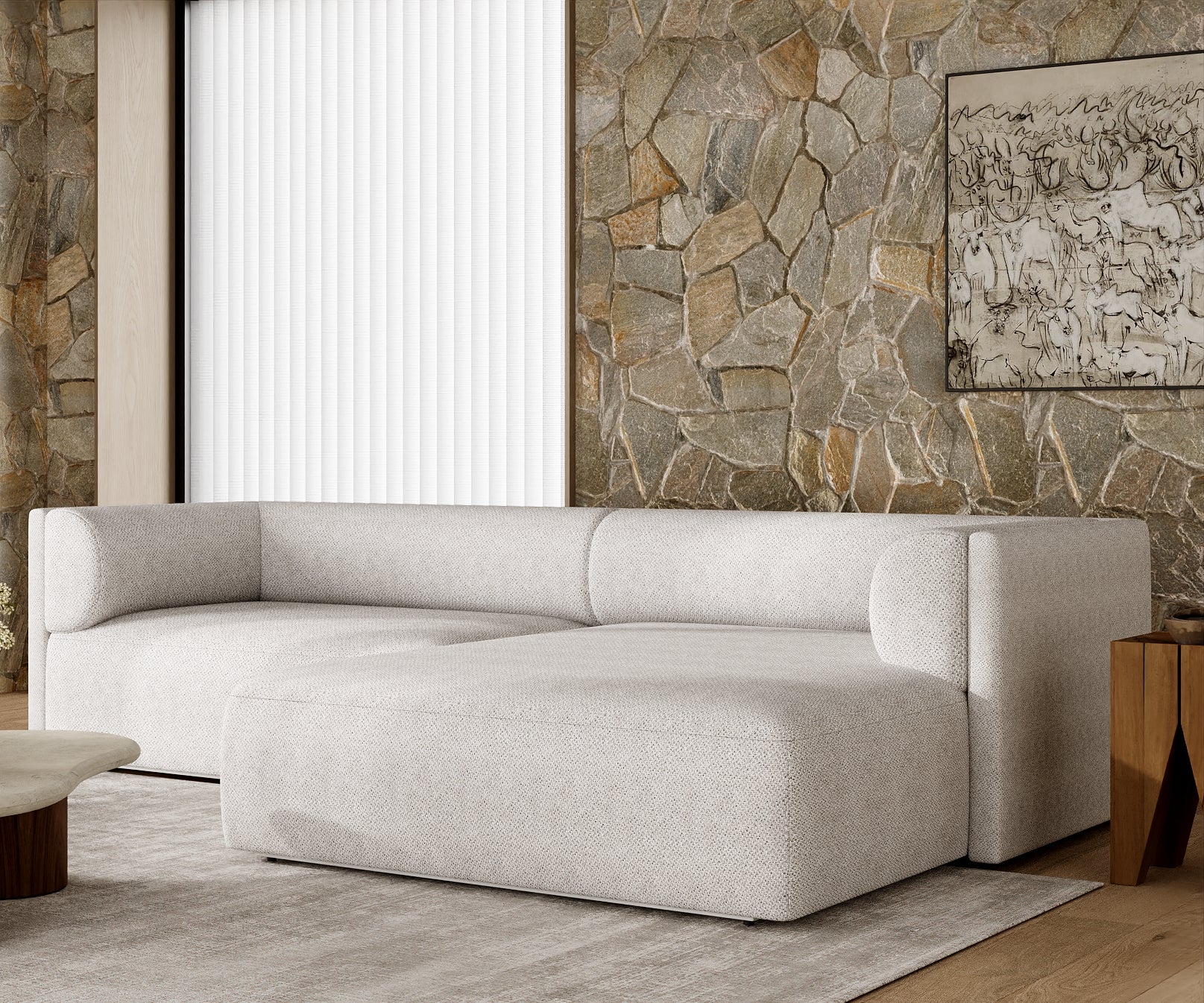 Mullen Right Chaise Sofa - Sterling Sand Chaise Lounge Casa-Core