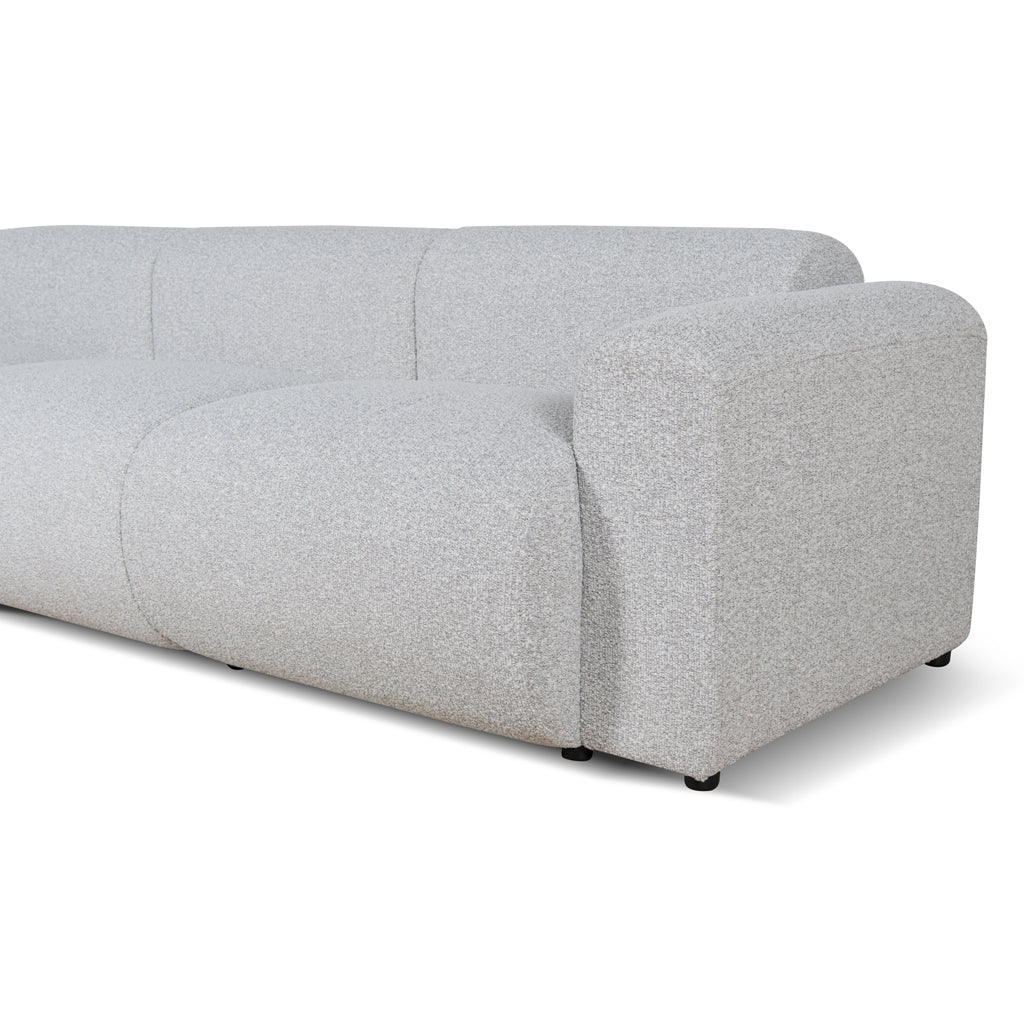 Elita 4 Seater Fabric Sofa - Silver Grey Boucle Sofa Blue Steel Sofa- Core