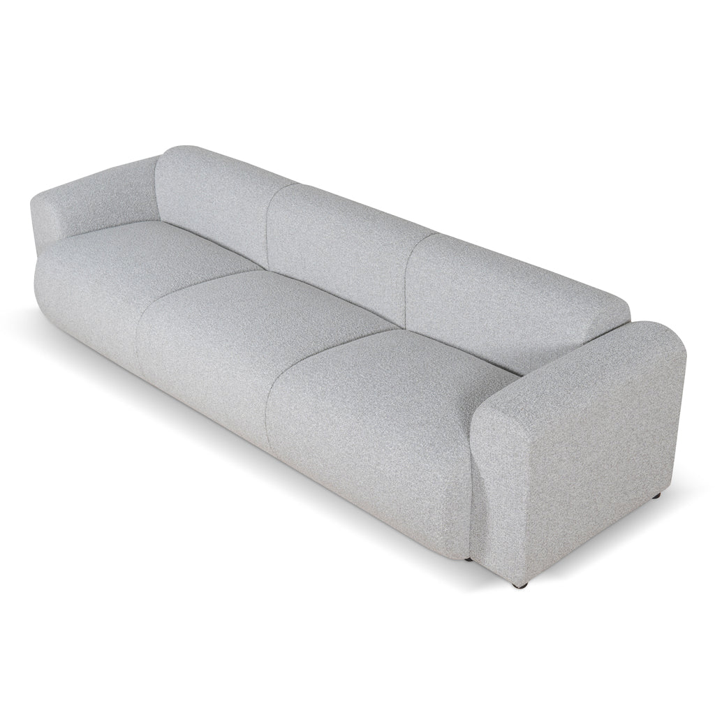 Elita 4 Seater Fabric Sofa - Silver Grey Boucle Sofa Blue Steel Sofa- Core