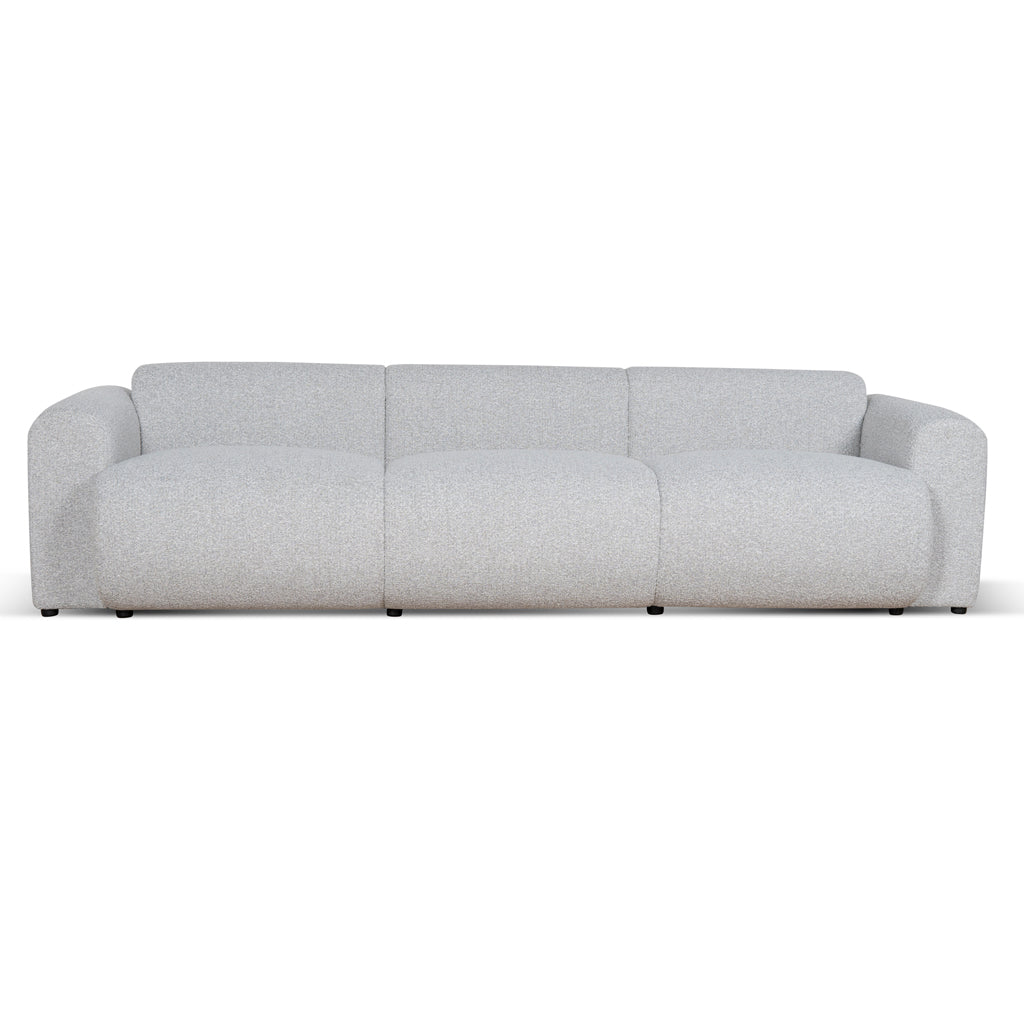 Elita 4 Seater Fabric Sofa - Silver Grey Boucle Sofa Blue Steel Sofa- Core