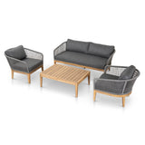 Nafisa 4pcs Outdoor Lounge Set - Grey Outdoor Set Eminem-Core