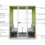 Evolve 2 Seater Slim Large Meeting Pod - White by Humble Office Silent Booth Hbox-Core   