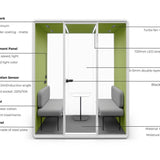 Evolve 2 Seater Slim Large Meeting Pod - White by Humble Office Silent Booth Hbox-Core   