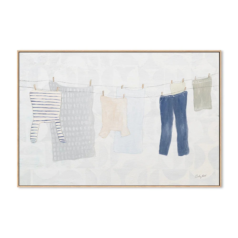 Laundry Day, By Courtney Prahl Wall Art Gioia-Local 60x40cm Framed Canvas Oak