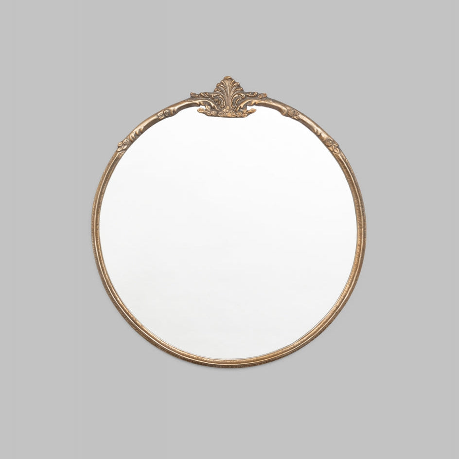 Lila Ornate Round Mirror - Brass Mirror Warran-Local