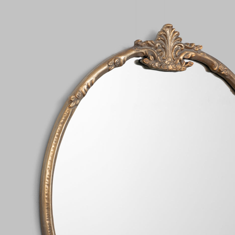 Lila Ornate Round Mirror - Brass Mirror Warran-Local