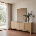 Linden 2.1m Travertine Top Sideboard Unit - Creme Ash Buffet & Sideboard Kodak-Core