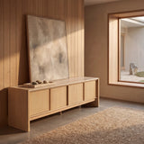 Linden 2.1m Travertine Top TV Entertainment Unit - Creme Ash TV/Entertainment Unit Kodak-Core