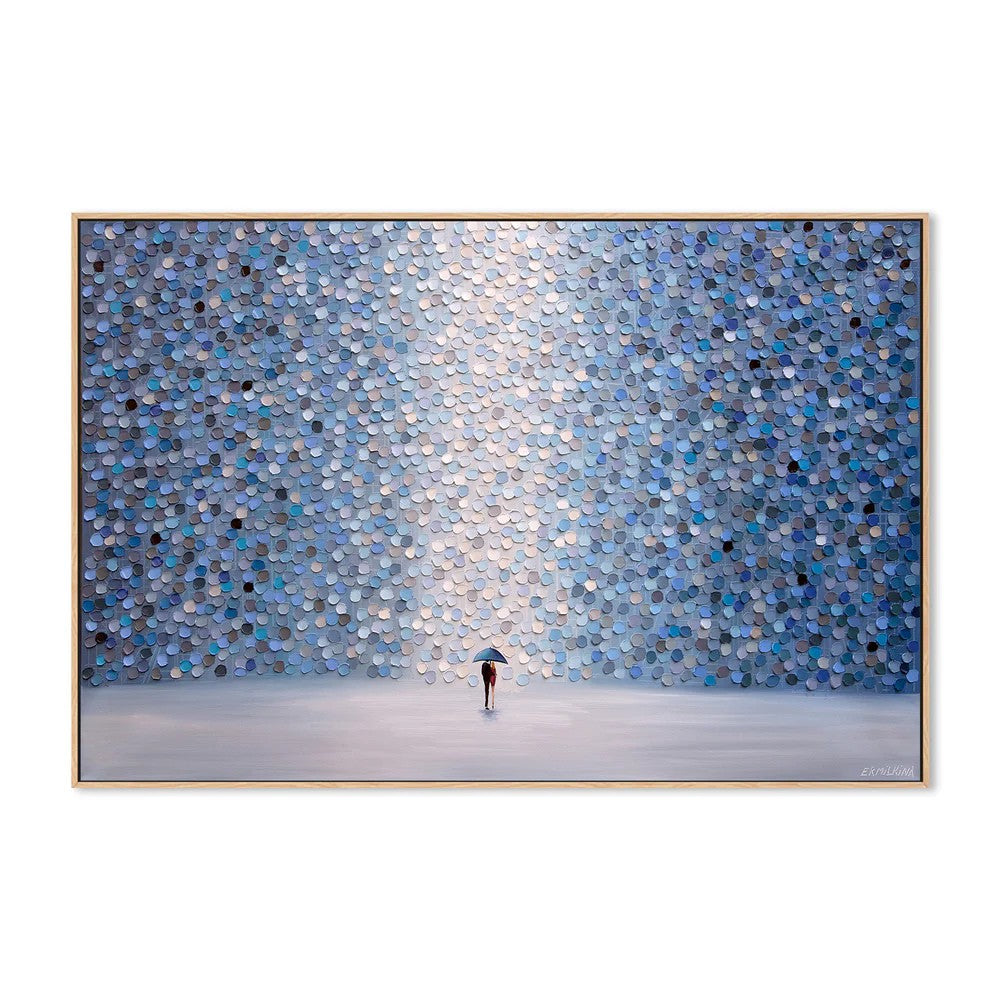 Love Under Umbrella, By Ekaterina Ermilkina Wall Art Gioia-Local 60x40cm Framed Canvas Oak