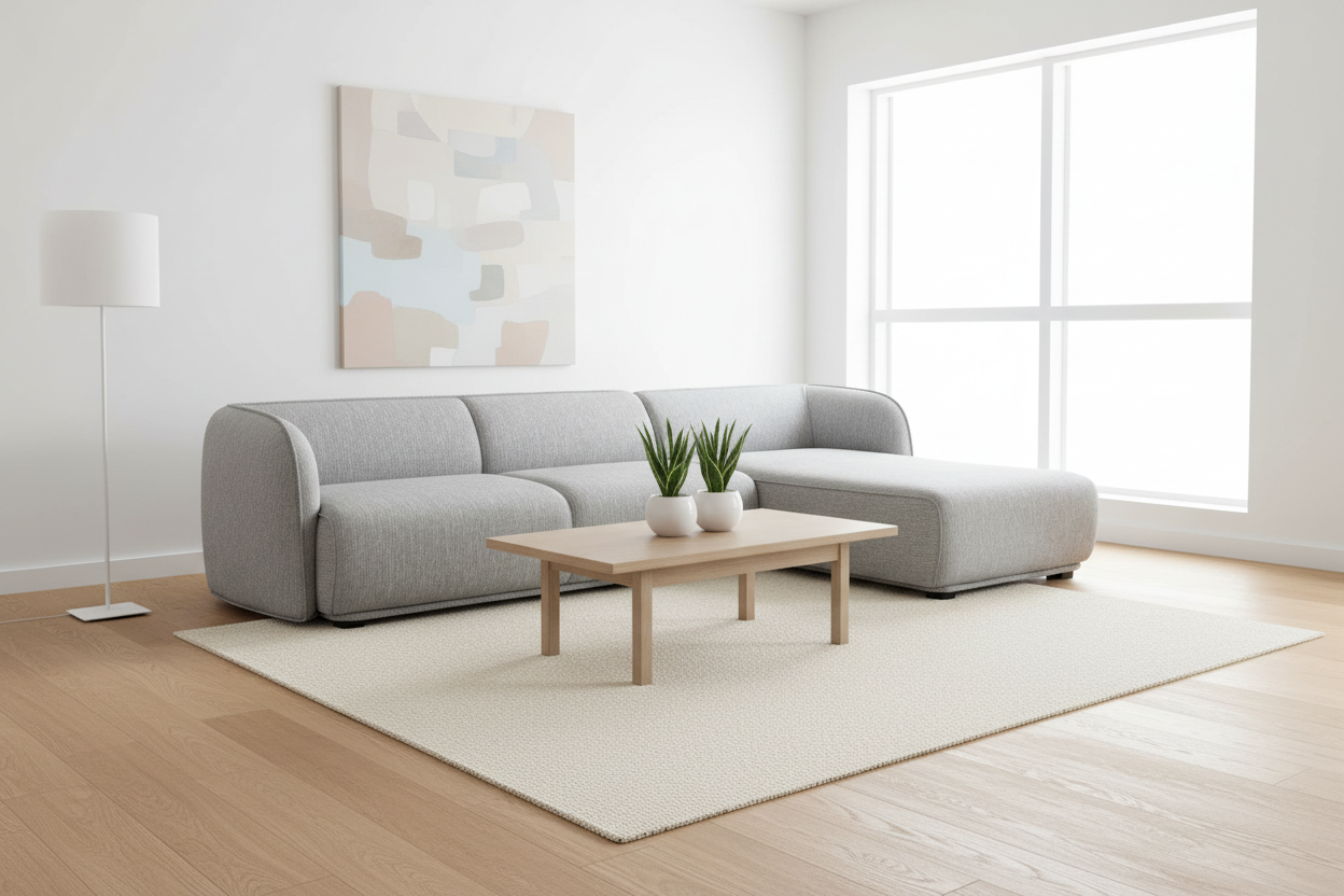 Troy 3 Seater Right Chaise Fabric Sofa - Graphite Grey Chaise Lounge Original Sofa-Core