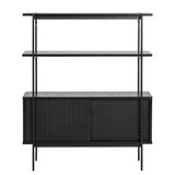 Manrek 94cm Wooden Display Unit - Black Shelves Vatec-Local   