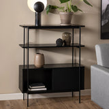 Manrek 94cm Wooden Display Unit - Black Shelves Vatec-Local   