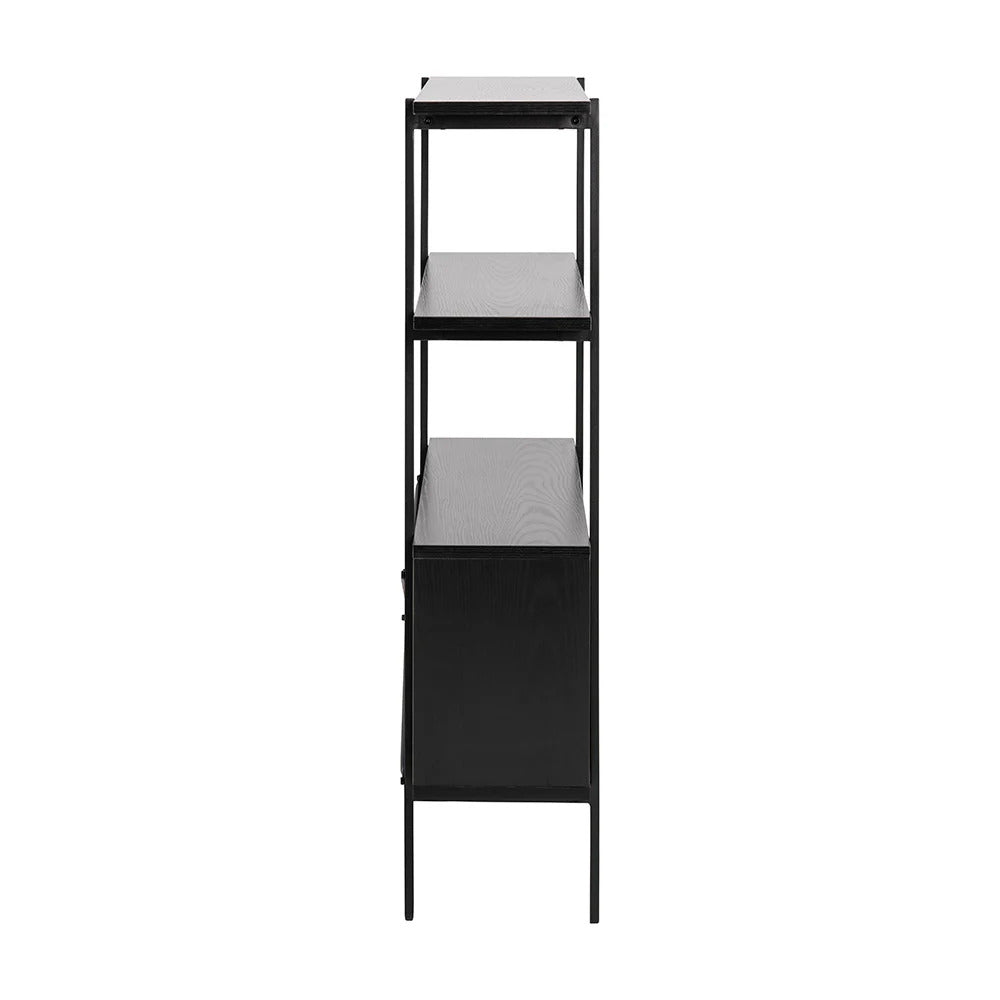 Manrek 94cm Wooden Display Unit - Black Shelves Vatec-Local   