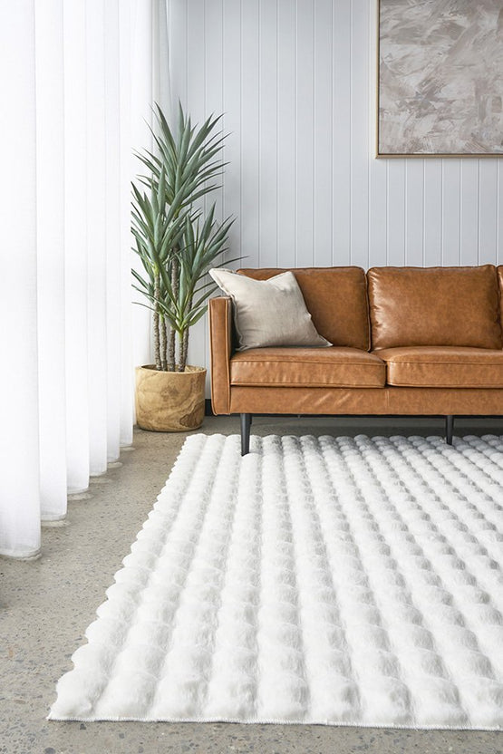 Marill 160cm x 100cm Bubbly Washable Rug - White Rugs UN Rugs-Local   