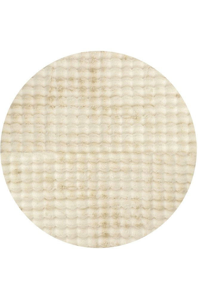 Marill 100cm x 100cm Round Bubbly Washable Rug - Natural Rug UN Rugs-Local   