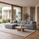 Marlin 3 Seater Left Chaise Fabric Sofa - Noble Grey Chaise Lounge Yay Sofa-Core