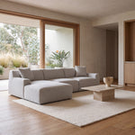 Marlin 3 Seater Left Chaise Fabric Sofa - Passive Grey Chaise Lounge Yay Sofa-Core