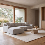 Marlin 3 Seater Left Chaise Fabric Sofa - Passive Grey Chaise Lounge Yay Sofa-Core