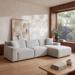 Marlin 3 Seater Right Chaise Fabric Sofa - Passive Grey Chaise Lounge Yay Sofa-Core