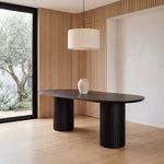 Marty 2.2m Wooden Dining Table - Black Oak Dining Table Century-Core