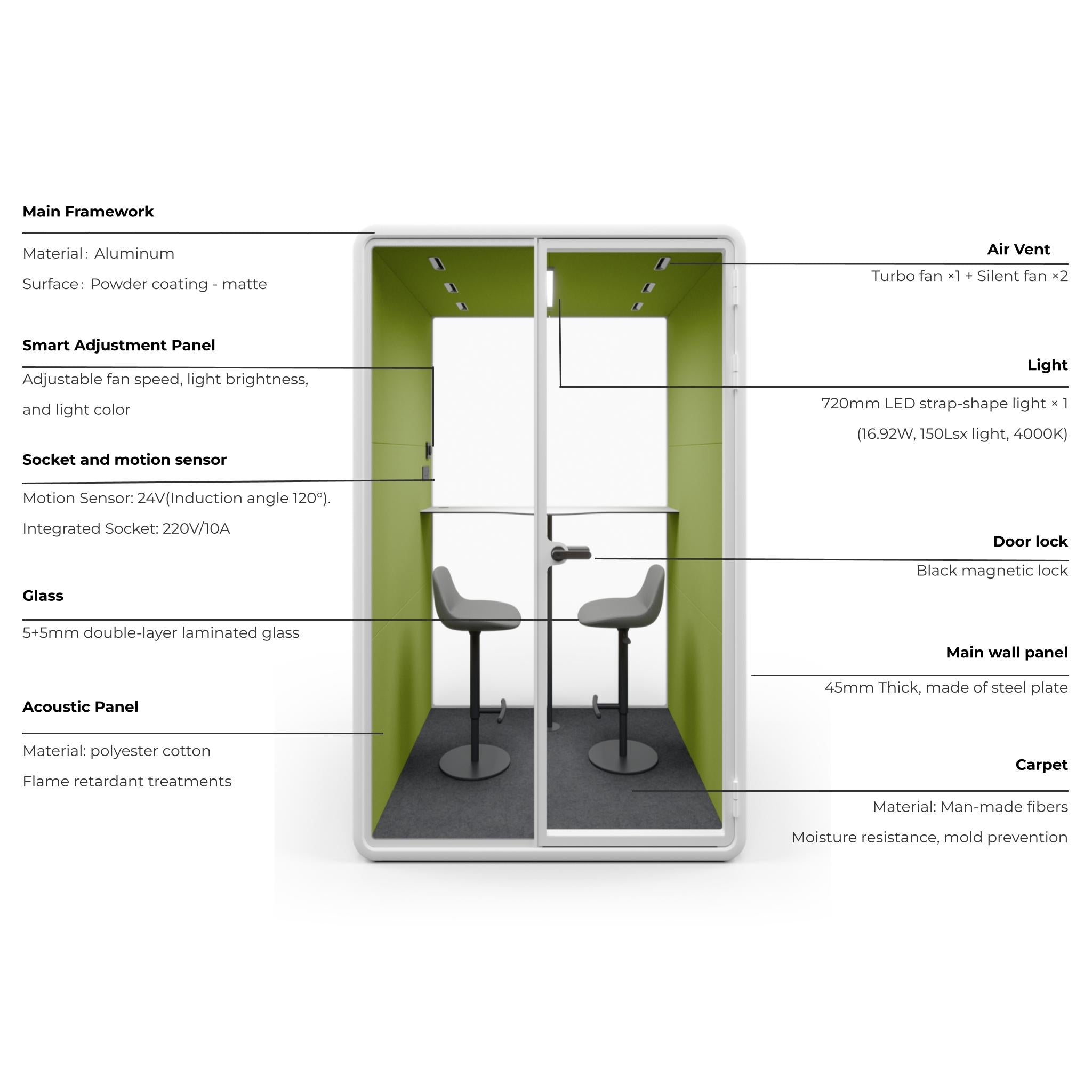 Evolve Medium Office Pod - White By Humble Office Silent Booth Hbox-Core   
