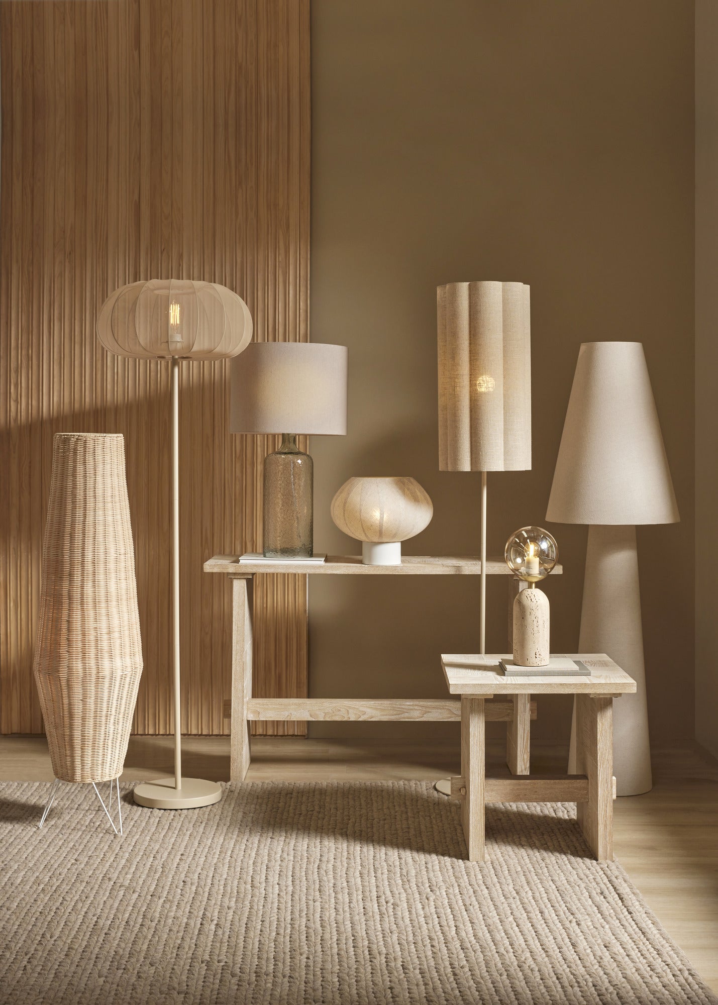 Mercury Tavertine Table Lamp - Natural Lighting Albi-Local