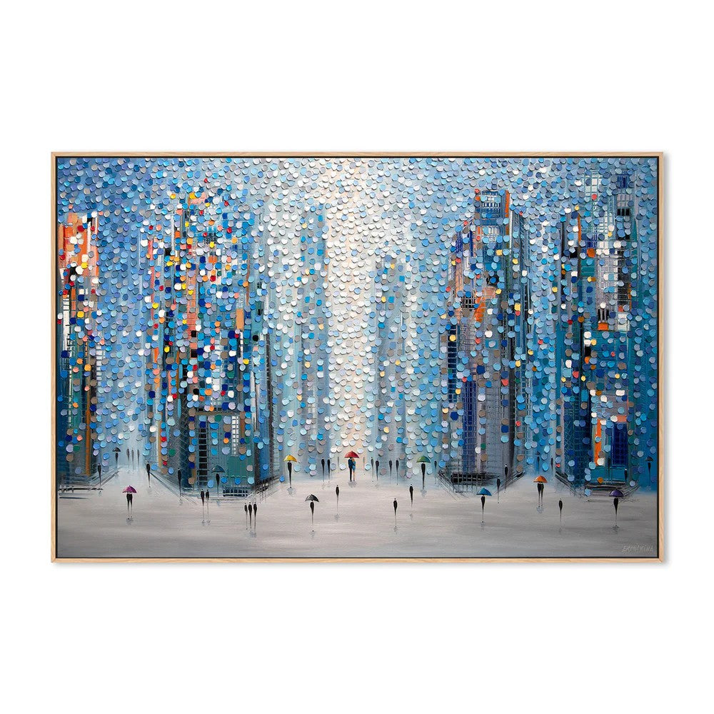 Metropolitan Dreams, By Ekaterina Ermilkina Wall Art Gioia-Local 60x40cm Framed Canvas Oak