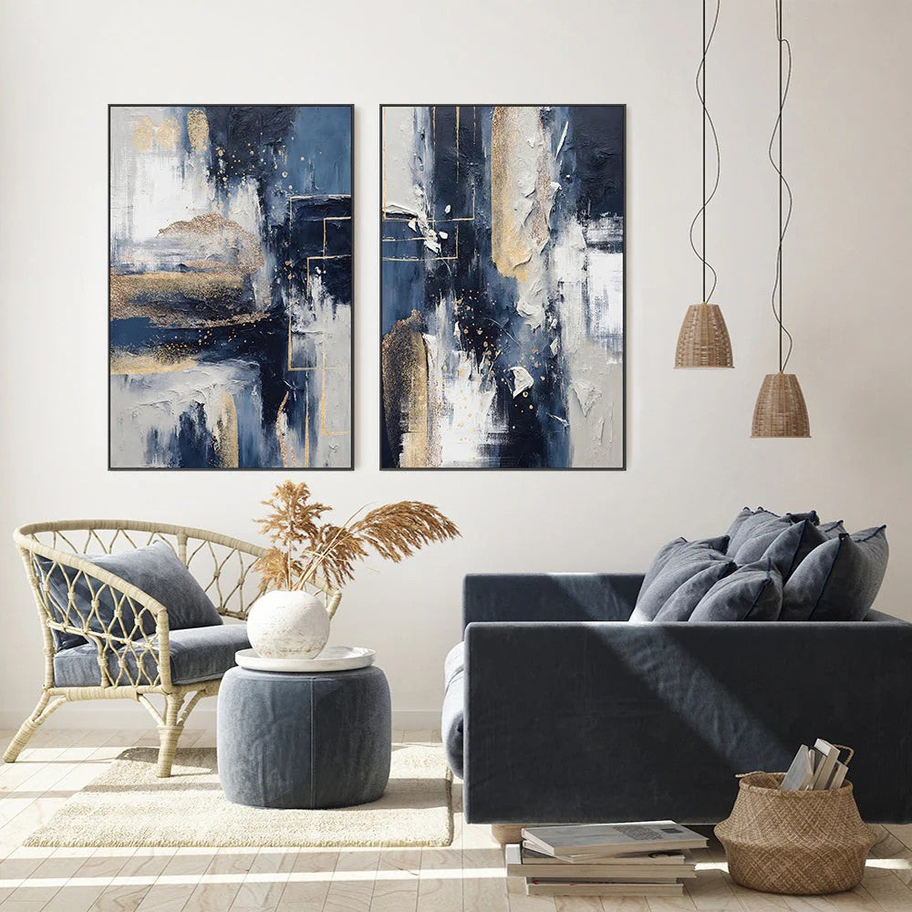 Midnight With Gold, Style A & B, Set Of 2, By Sally Ann Moss Wall Art Gioia-Local
