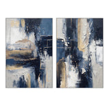 Midnight With Gold, Style A & B, Set Of 2, By Sally Ann Moss Wall Art Gioia-Local White Framed Canvas 40x60cm