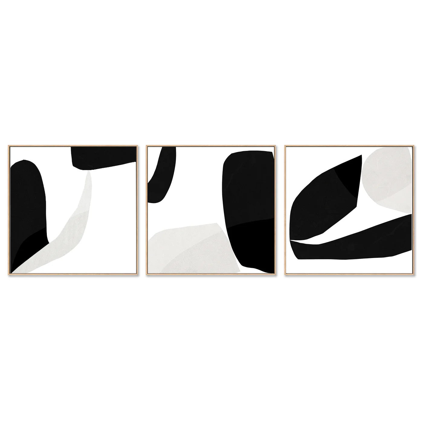 Minimal, Set Of 3, By Dan Hobday Wall Art Gioia-Local Oak Framed Canvas 50x50cm