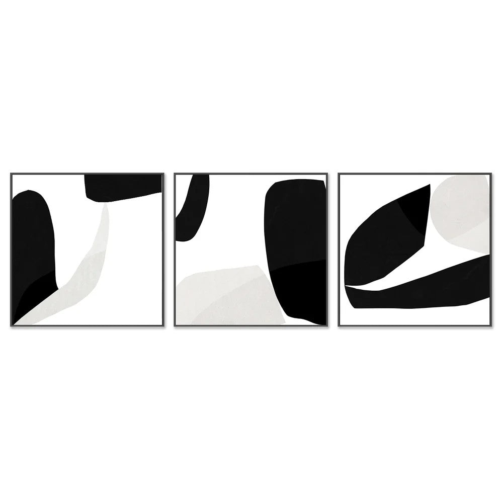 Minimal, Set Of 3, By Dan Hobday Wall Art Gioia-Local Black Framed Canvas 50x50cm