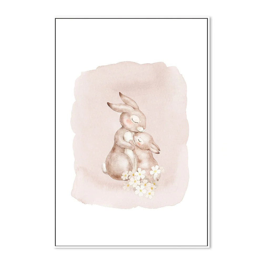 Mother And Baby Flowers, By At Viv Home Prints Wall Art Gioia-Local White Framed Canvas 40x60cm