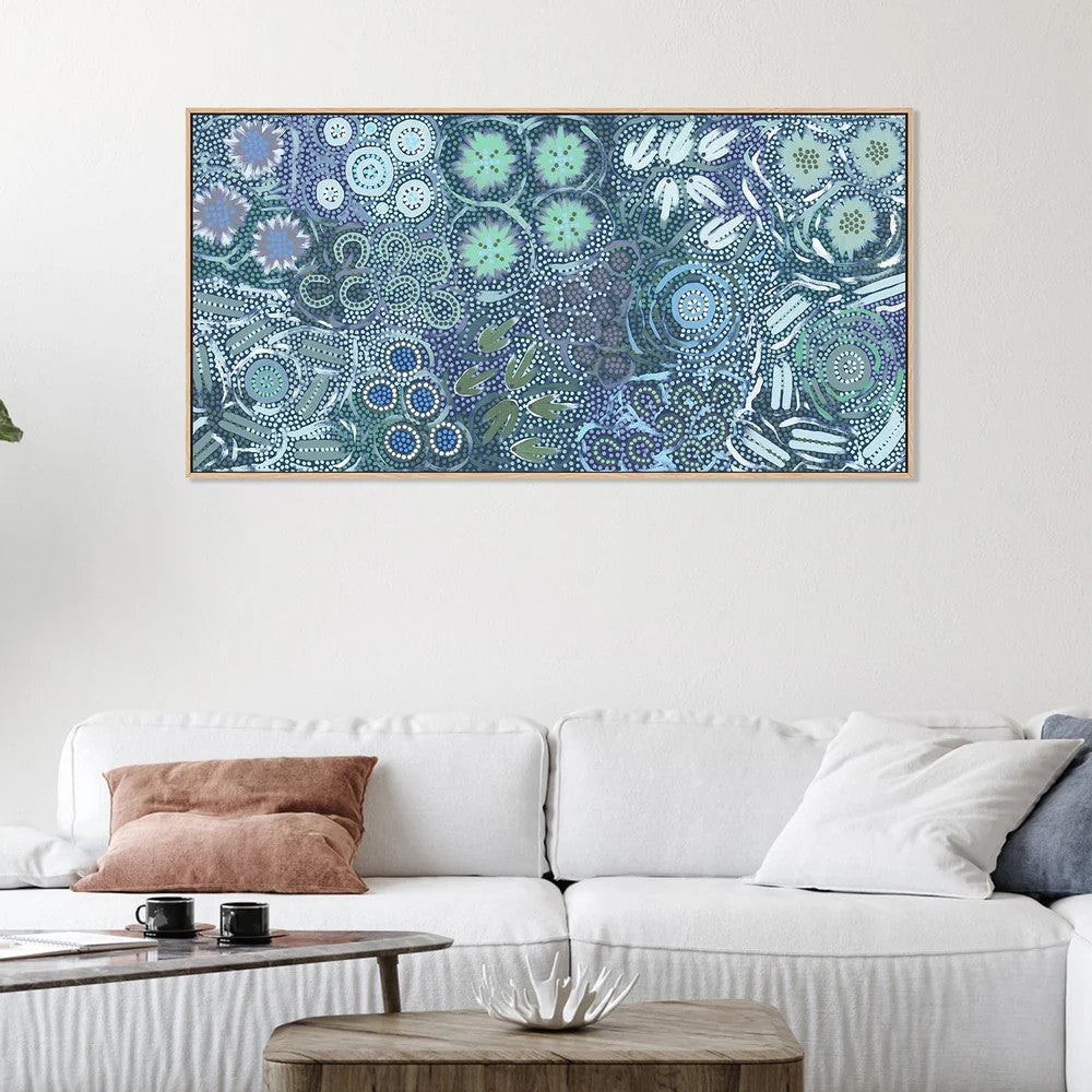 My Great Great Grandmothers Land, Greeny Blue Tone, By Azeza Possum Wall Art Gioia-Local
