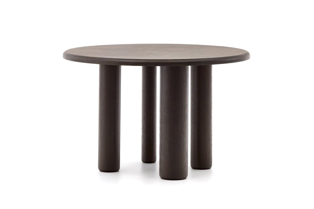 Nailem 1.2m Round Ash Wood Dining Table - Dark Chocolate Dining Table The Form-Local   