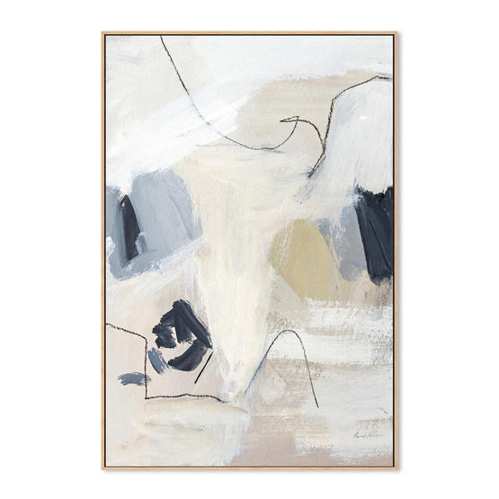 Neutral Abstract Navy Style A 40cm x 60cm Framed Canvas - Natural Frame Wall Art Gioia-Local   