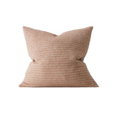 Ex Display - Nicolo 50cm Woven Linen Check Design Cushion - Blush Cushion Weave-Local