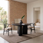 Nobu 1.5m Round Dining Table - Full Black Oak Dining Table Century-Core