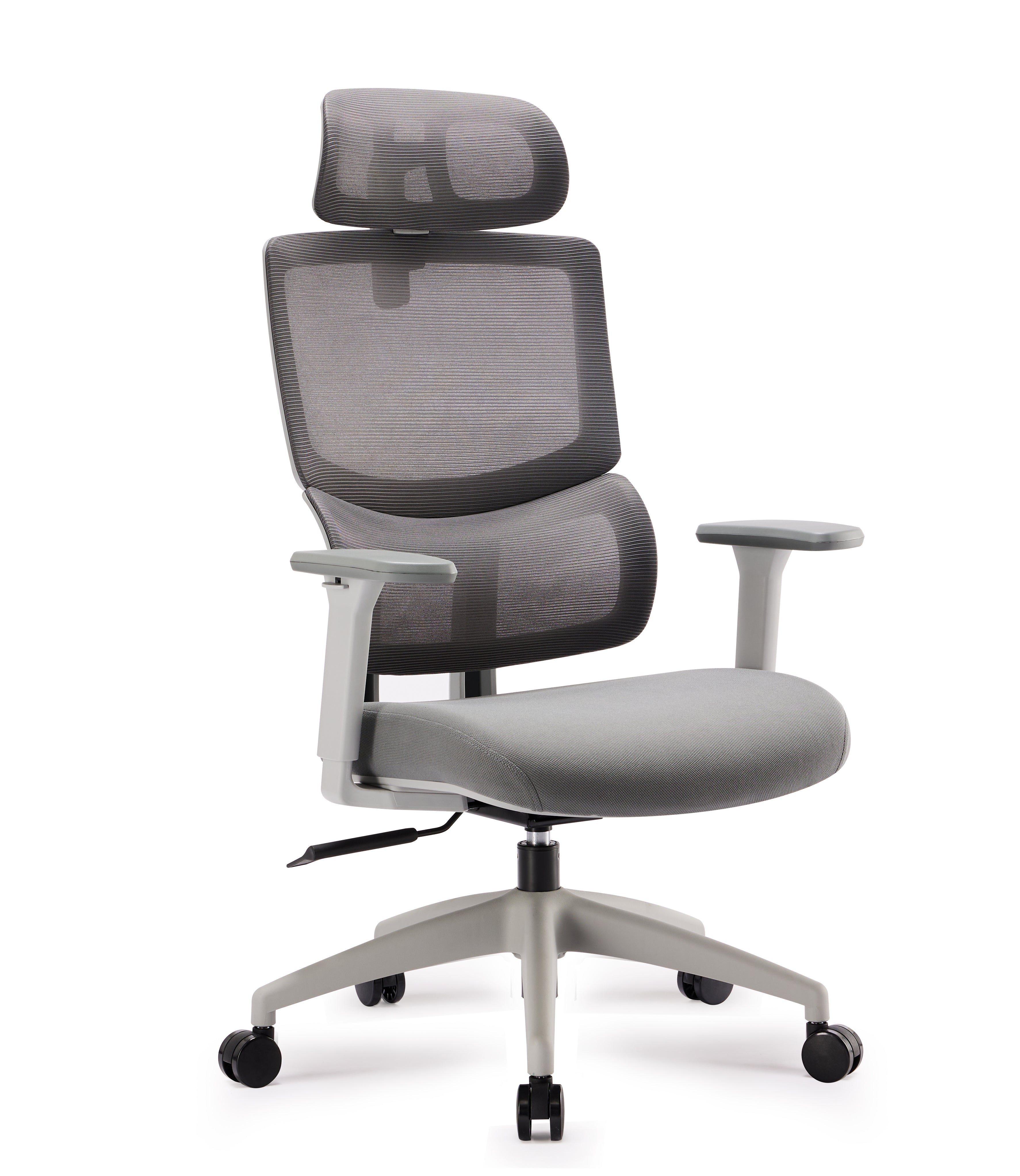 Furrow Mesh Ergonomic Office Chair with Headrest - Grey Office Chair Unicorn-Core