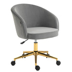 Regal Velvet Office Executive Chair with Gold Legs - Grey