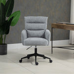 Luxe Linen Office Executive Chair with Black Legs - Grey