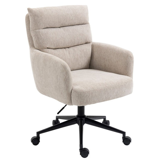 Luxe Linen Office Executive Chair with Black Legs - Beige