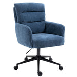 Luxe Linen Office Executive Chair with Black Legs - Navy Blue