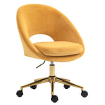 Grandeur Velvet Office Executive Chair with Gold Legs - Yellow