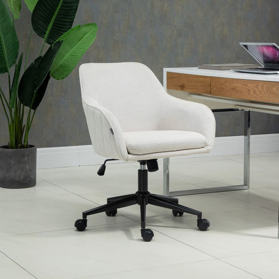 Lavnya Linen Office Executive Chair with Black Legs - Beige