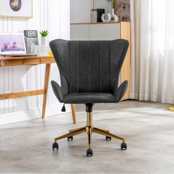 Zoya Executive Office Chair with Gold Legs - Dark Grey